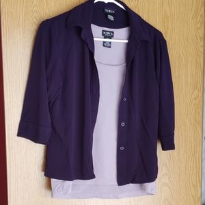 Dress shirt and skirt.